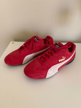 PUMA X Sparco Speedcat Red & White Suede Sneakers Mens 7